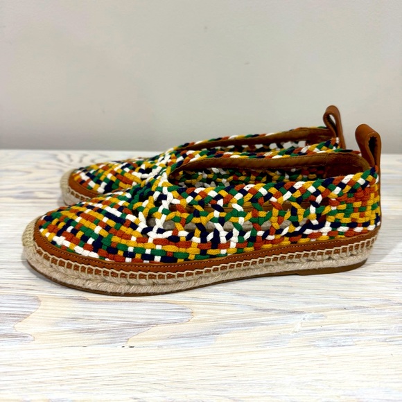 Chloé Lucia Leather Trimmed Logo Colorful Macrame Espadrille Flats Size 39 US 9 - Picture 1 of 13